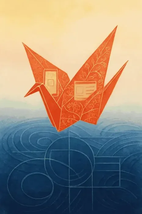 Inner Portrait — an origami crane carrying the week's messages
